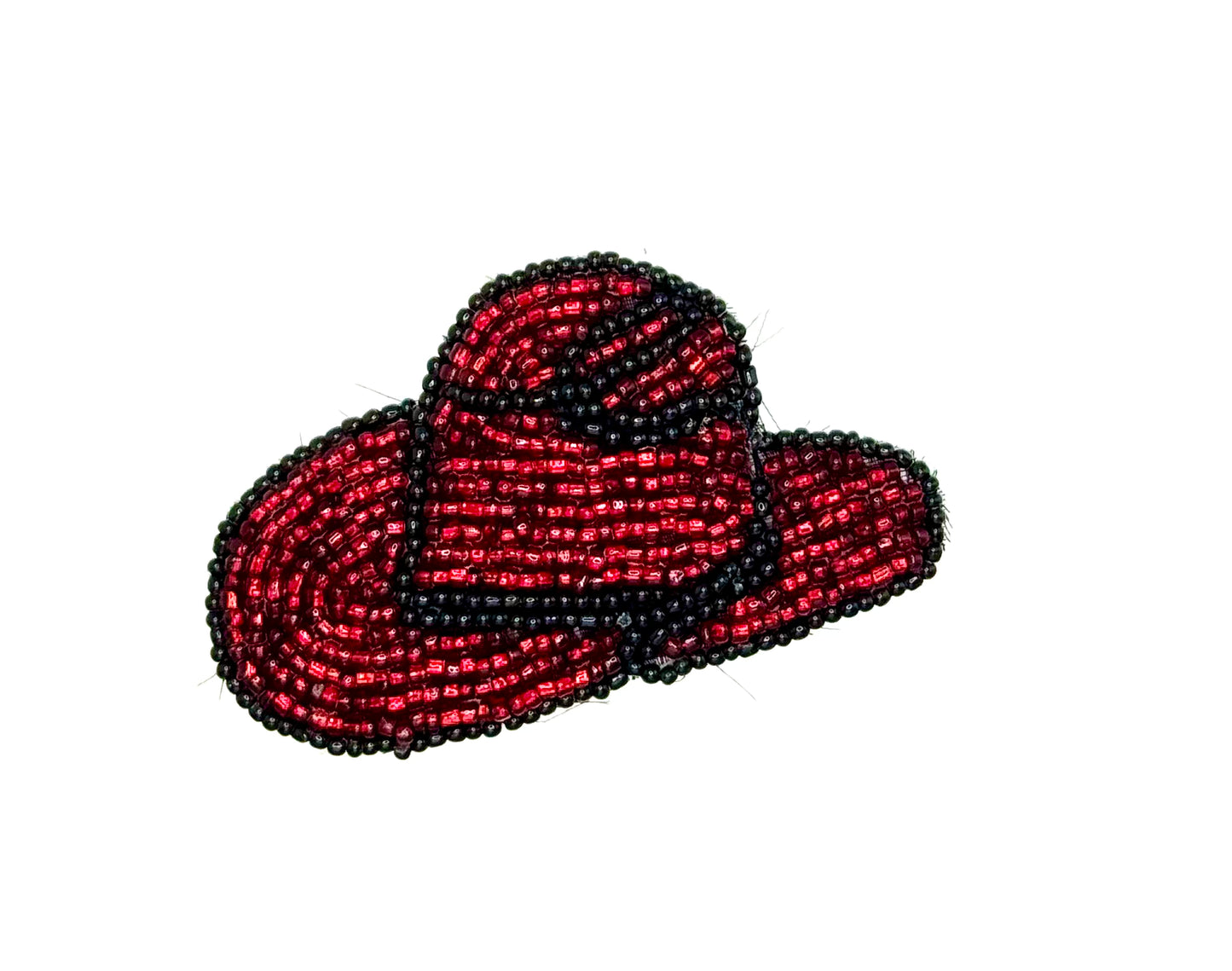 Sombrero vaquero con cuentas rojas y negras de 7.6 cm x 4.4 cm
