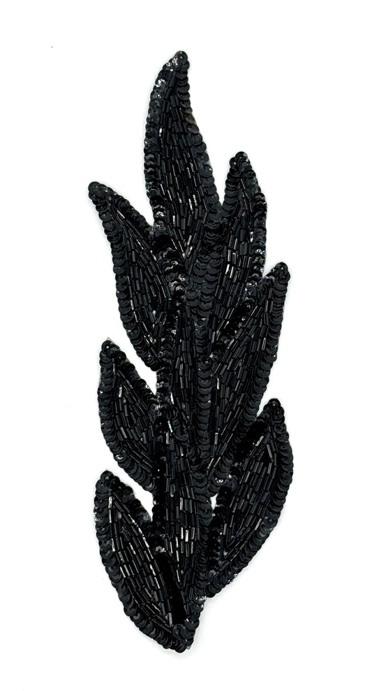 Leaf with Black Beads 9" x 3"