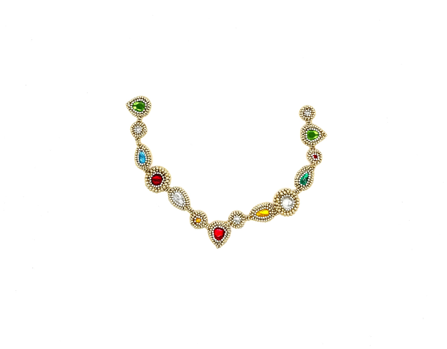 Designer Motif Gold and Silver Beads and Multi-Colored Gems 16" strand