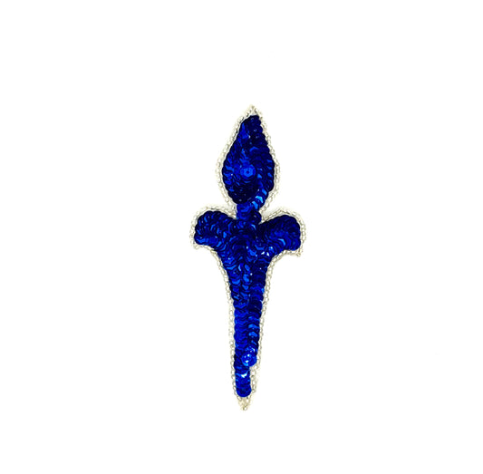 Diseño decorativo con lentejuelas azul real y cuentas plateadas 5" x 2"