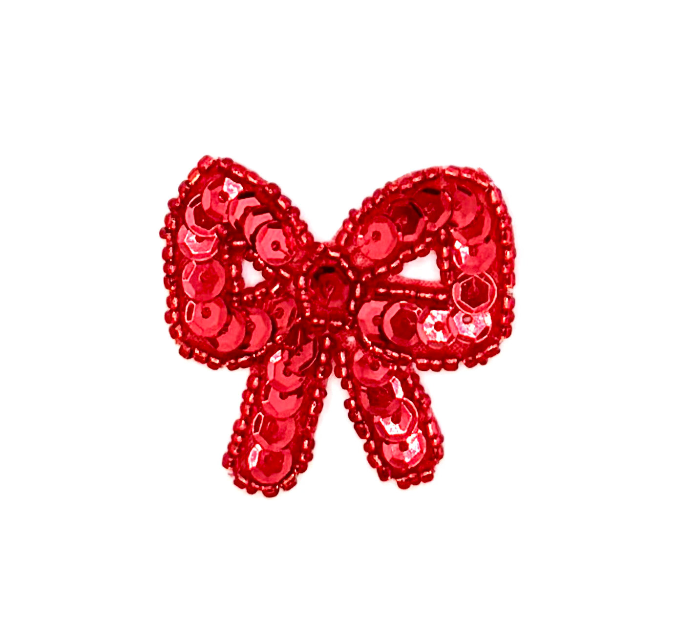 Bow with Red Sequins and Beads 1.75" x 1.75"