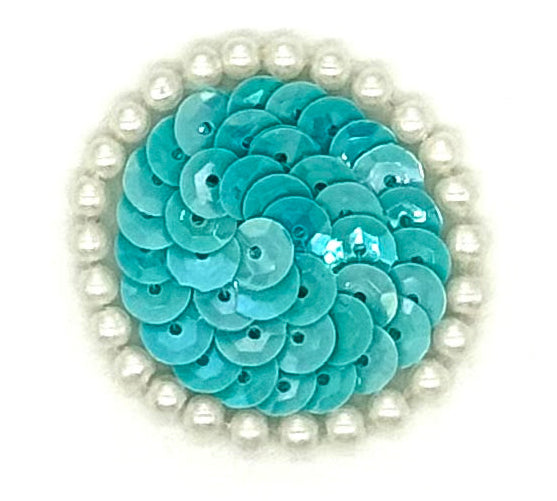 Elección de color Lentejuelas de puntos turquesa y perlas de 1.5"