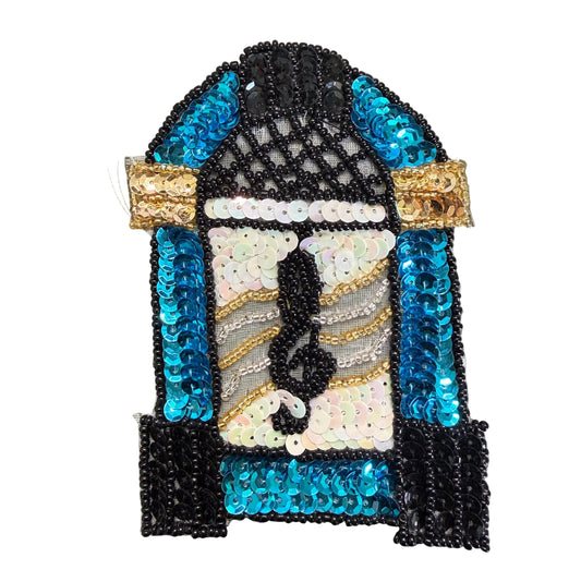 Juke Box Appliqué - Multicolored Sequins - Glass Beads 4.5" x 3"