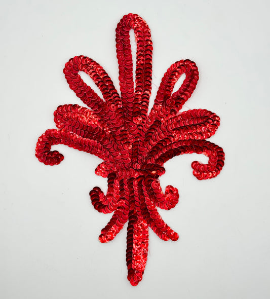 Fleur de lis with Red Sequins 7" x 5"