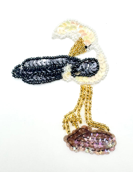 Roadrunner Bird with Beige and black sequins 4.5" x 3"