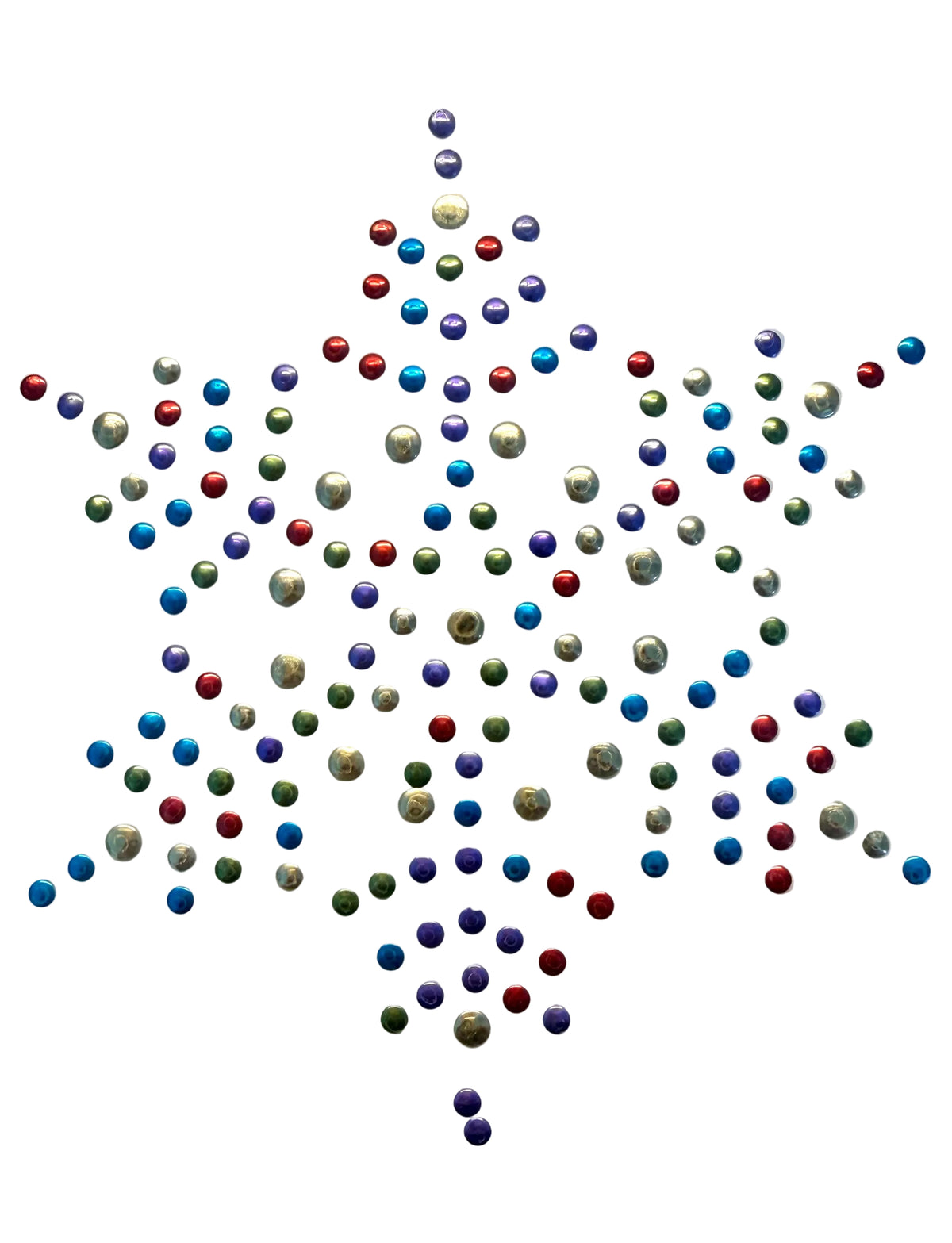 Iron-On Gold, Silver or Multicolored Stud Snowflake Motif 4.5" x 4"