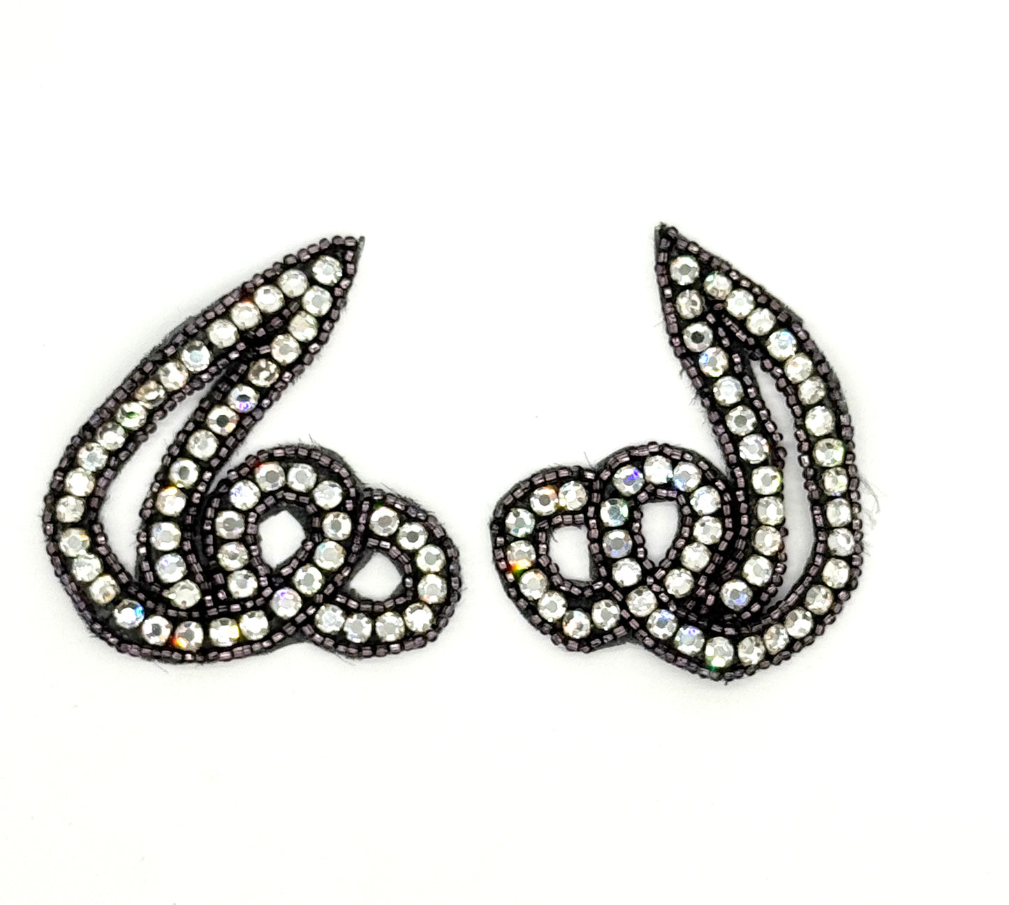 Designer Twist Pair - Gunmetal Beads - Rhinestones 3" x 2.5"