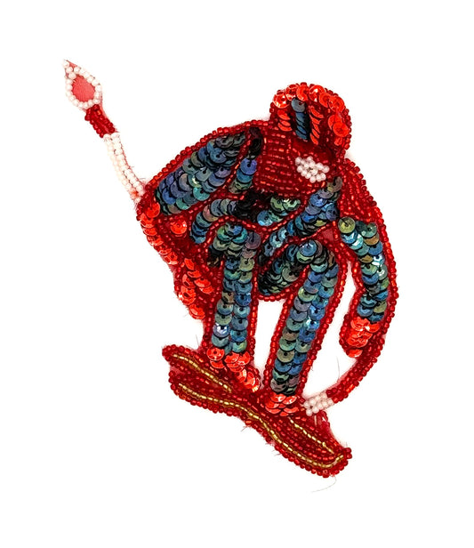 Esquiador con bastón, 4.5" x 4.5"