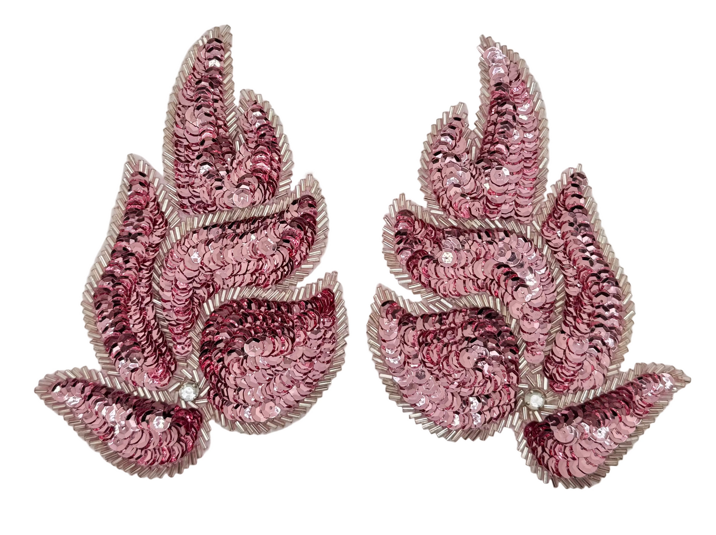 Hoja - Elección de Par o Individuales - Lentejuelas Rosas - Cuentas 6" x 4.25"