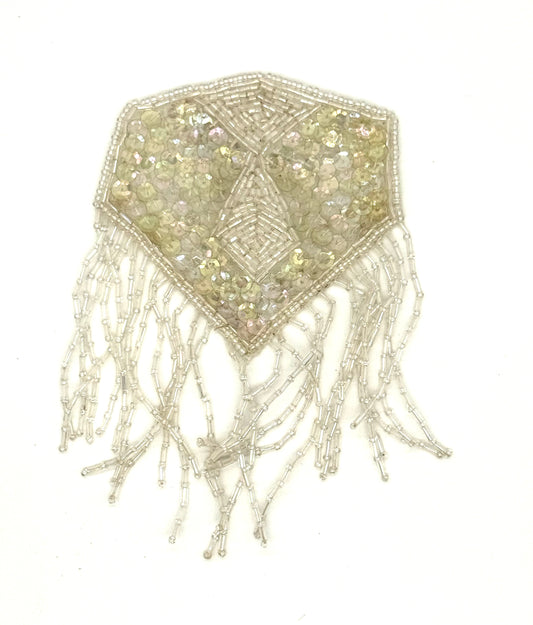 Epaulet Hexagon - Iridescent Sequins - Beads 6" x 4"