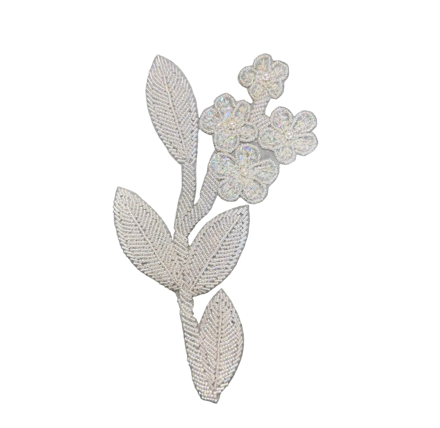 Flower Appliqué – Iridescent Sequins, Glass Beads & Pearls 8.5" x 5.5"