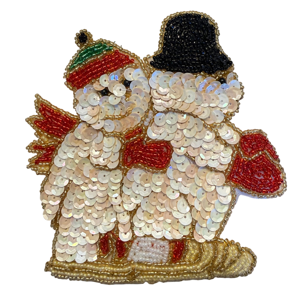 Pareja de muñecos de nieve en trineo 5" x 5"