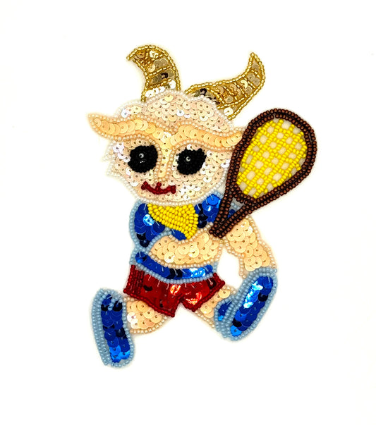 Tenista Cabra con Lentejuelas y Cuentas Multicolor 4" x 6"