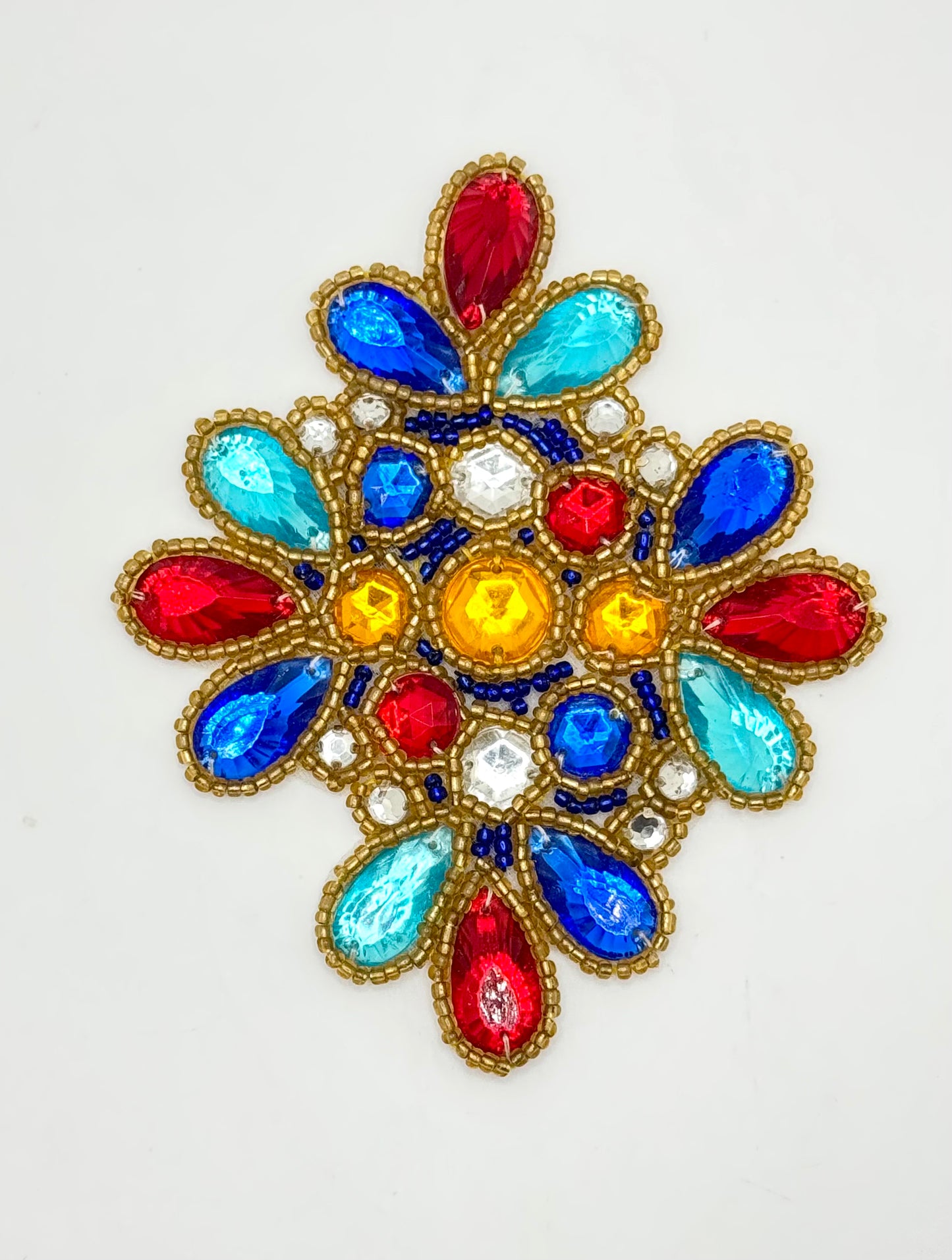 Designer Motif Gold with Multi-Colored Stones and Rhinestones 4.5" X 3.75"