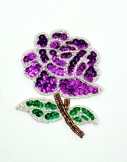 Purple Rose with Silver and Purple and Gold - Choice of Assorted sizes - Singles and Pairs