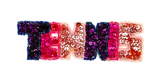 TENIS Palabra Lentejuelas y Cuentas Multicolor 1.5" x 5"