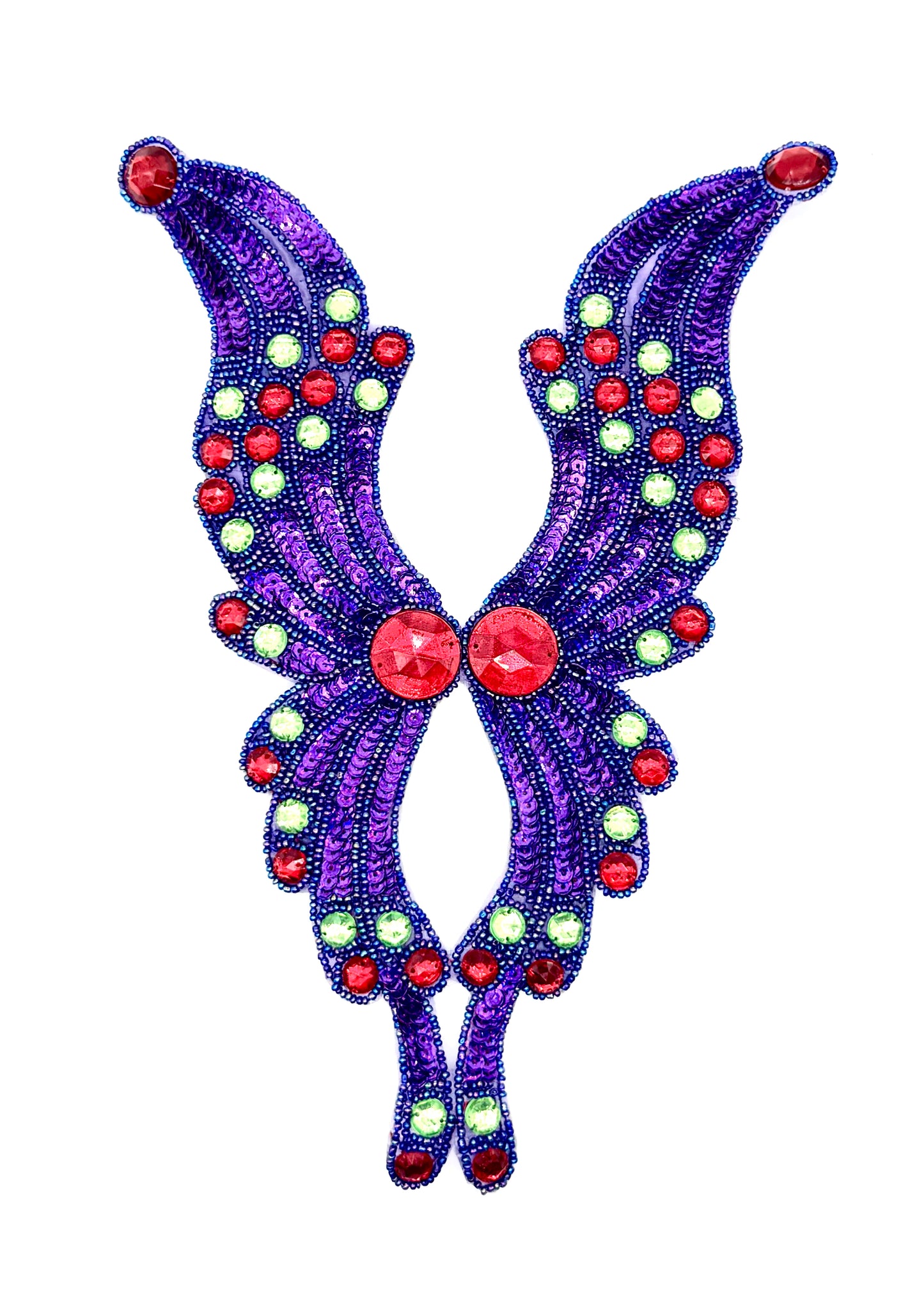 Designer Motif Bodice with Purple Sequins and Beads and Red and Green Stones 12" x 8.75”