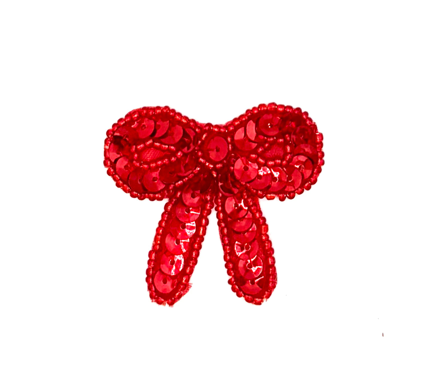 Bow with Red Sequins and Beads 1.75" x 1.5"