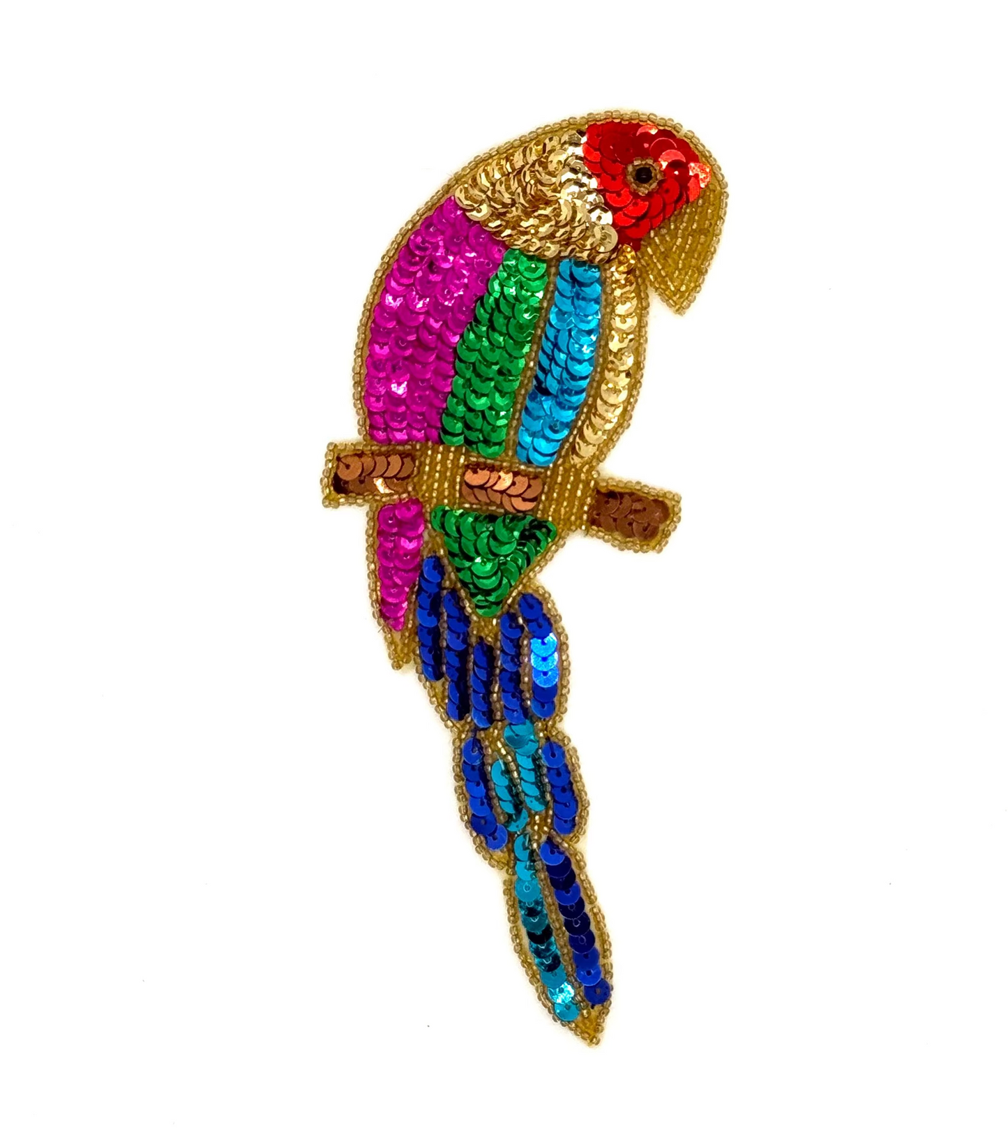 Parrot with MultiColored Sequins and Beads 7" x 3”