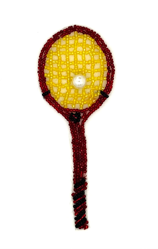 Raqueta de tenis con pelota de tenis perlada de 5" x 2"