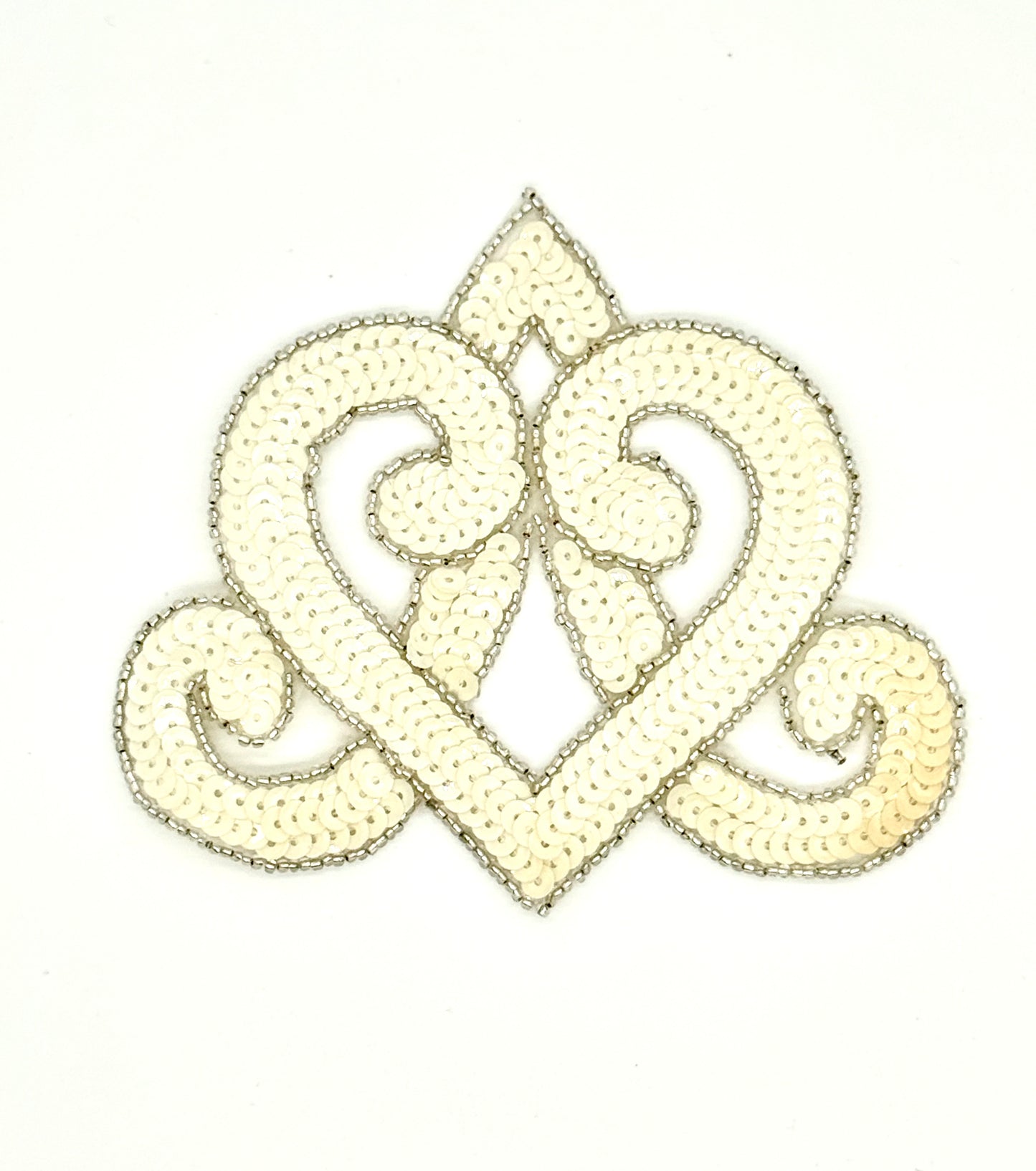Designer Motif Crown with China White Sequins and Silver Beads 5”x 4”