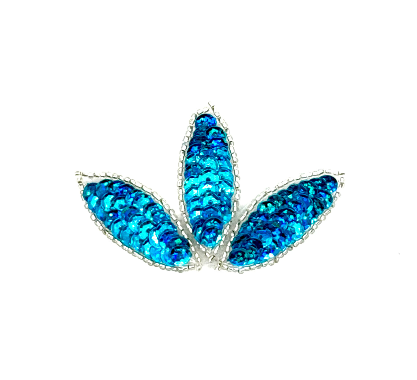 Elección de Color Triple Hoja con Lentejuelas y Cuentas Plateadas 3" x 2"
