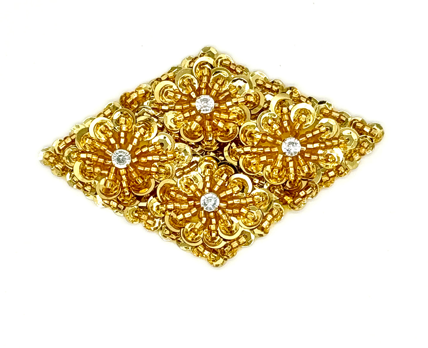 Diamante con diseño de motivo – Lentejuelas doradas – Pedrería 4.5" x 3"