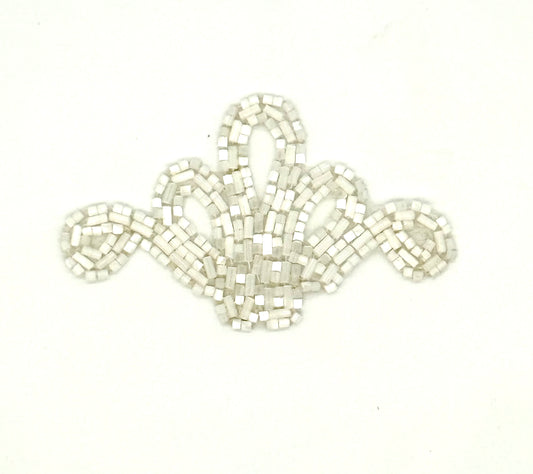 Diseño de Motivo - Cuentas de Bugle Blancas 3.25"x 2”