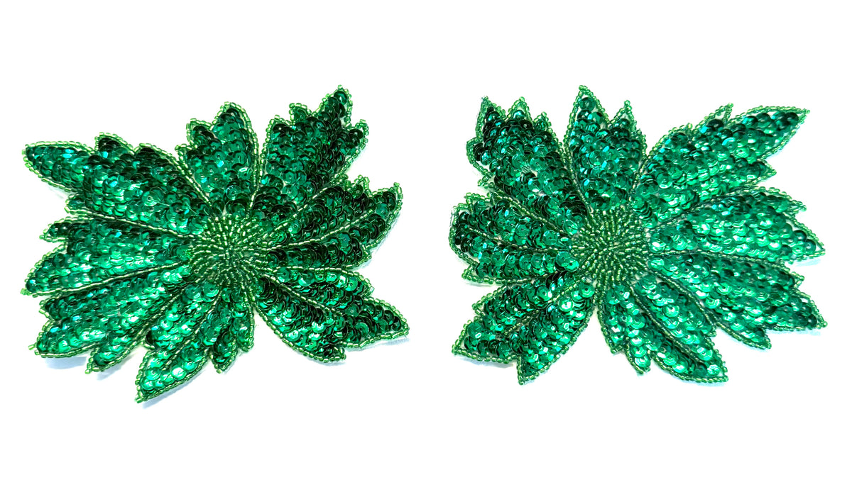 Par de flores Elección de color Lentejuelas y cuentas verdes