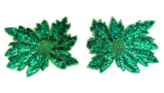 Par de flores Elección de color Lentejuelas y cuentas verdes