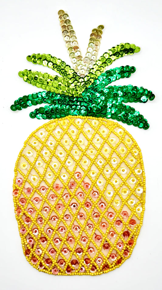 Choice of Size Pineapple with Yellow and Green Sequins and Beads