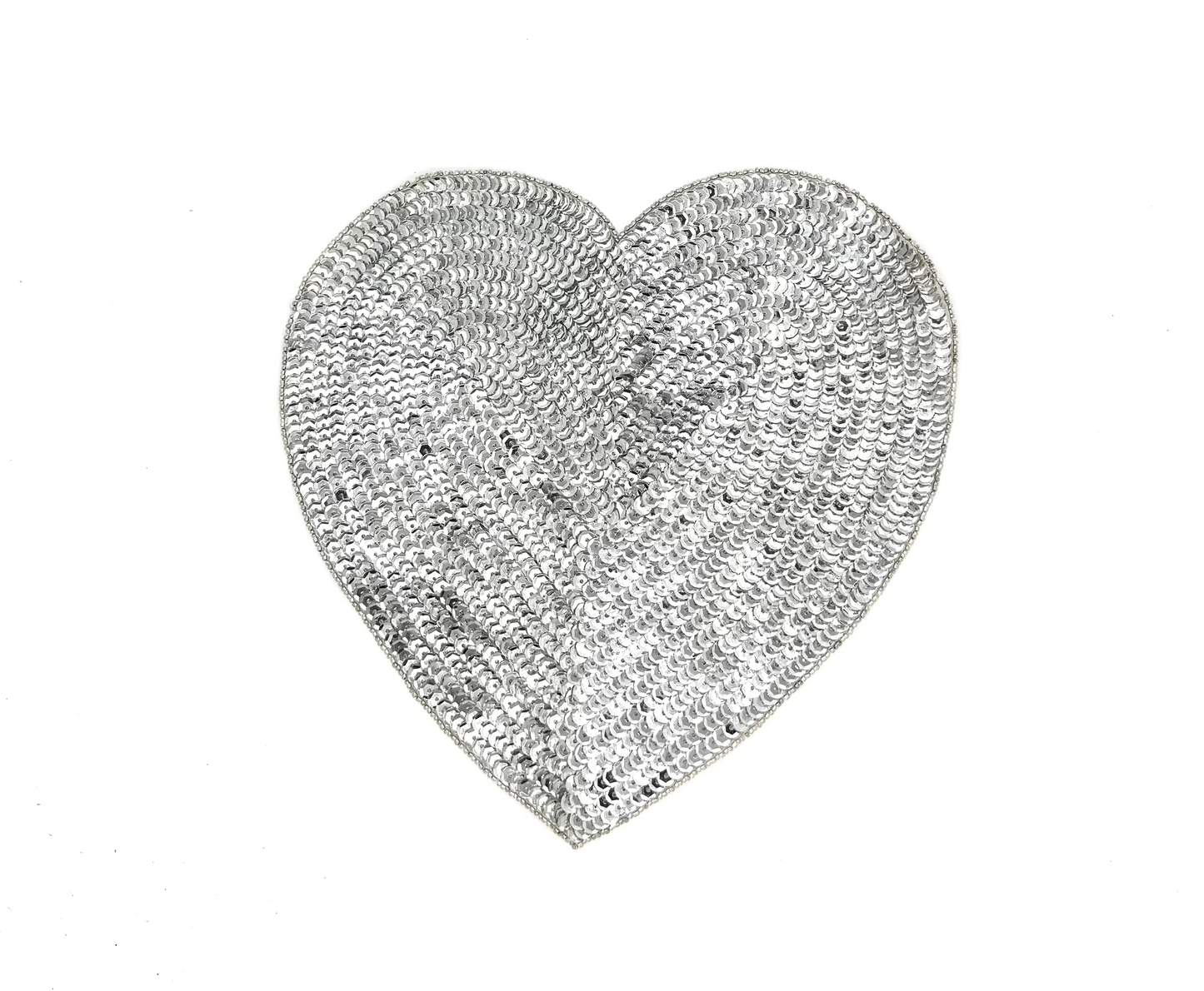 Heart Appliqué - Silver Sequins/Beads 9.5” x 9.5"
