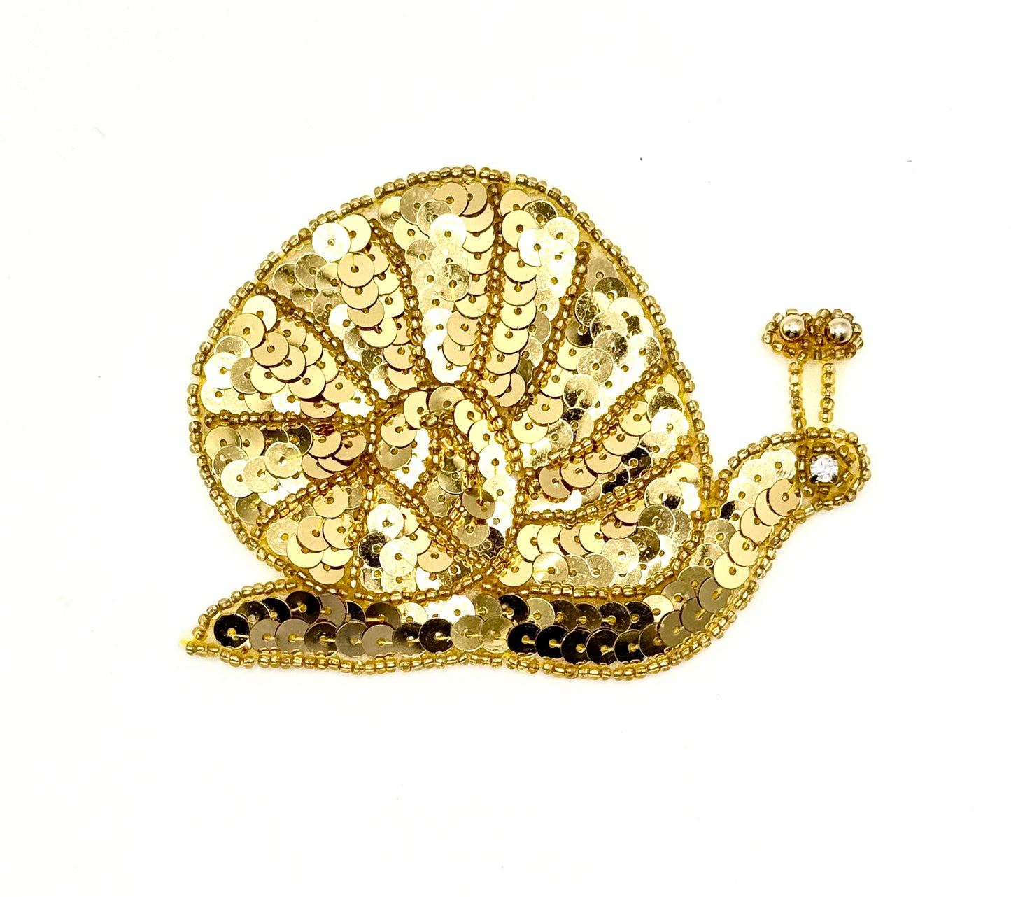 Snail with Gold Sequins and Beads with a Rhinestone Eye 3.75" x 2.75"