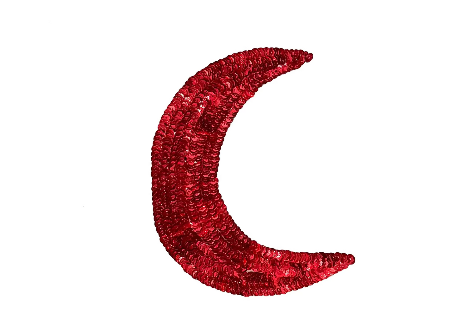 Aplique Luna Creciente - Opción de Lentejuelas Verde Esmeralda/Rojas 15.24 cm x 10.16 cm