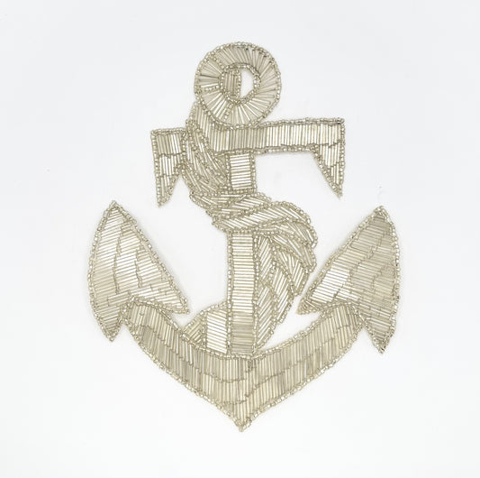 Anchor Large Silver Beaded 9" x 7"