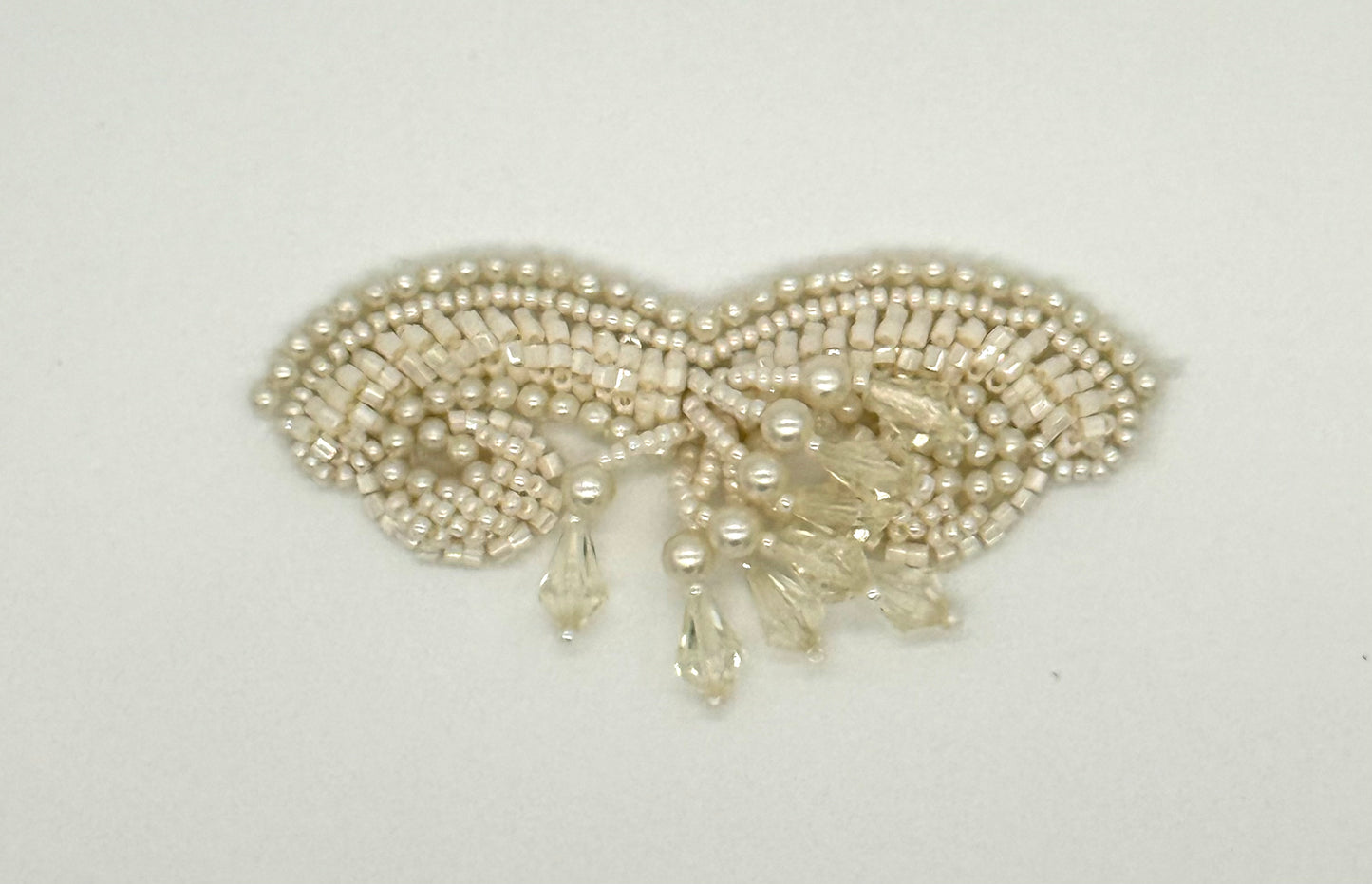 Epaulet - Ivory/Clear Beads 3.25" x 1.5"