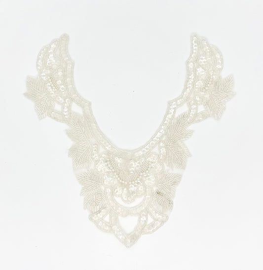 Corpiño con Motivo de Diseñador con Lentejuelas Transparentes y Cuentas de 11"x11"