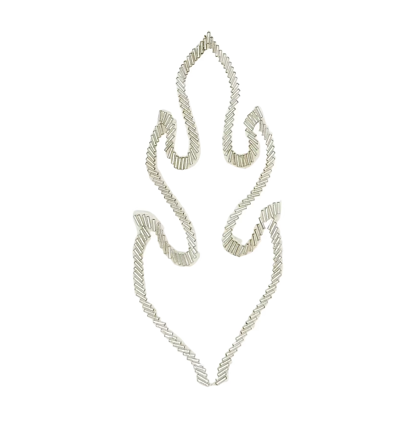 Aplicación de contorno de llama - Elección de cuentas plateadas/doradas/rojas 7.5" x 3"
