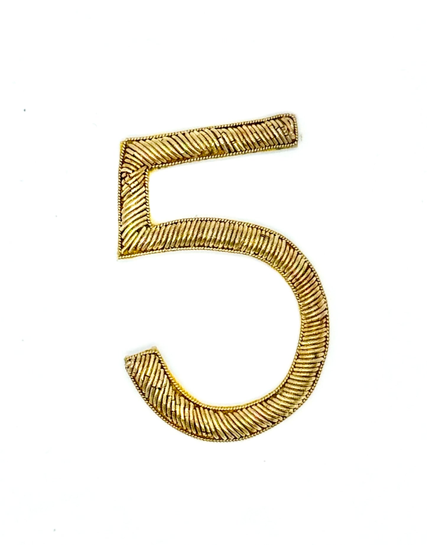 Embroidered Metallic Gold Number Five, 2.5”x 2.5”