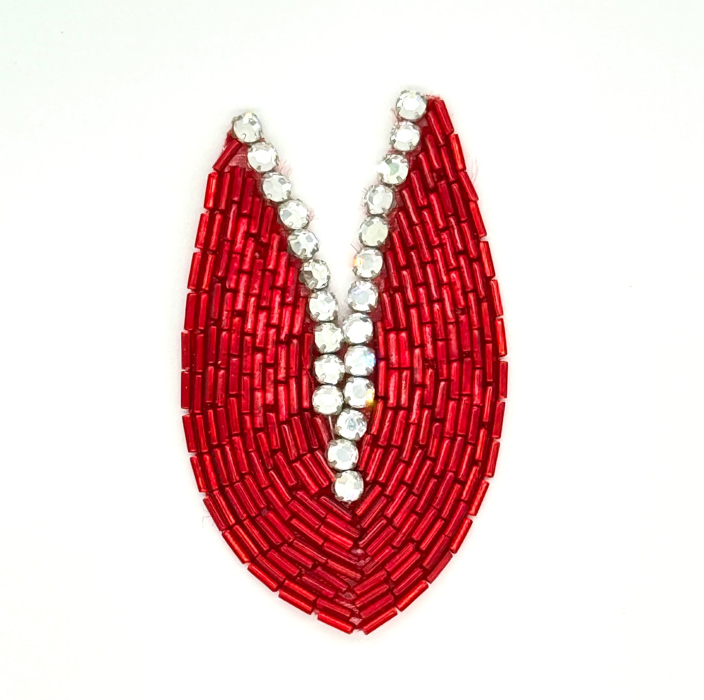 Designer Motif - Red Beads - Rhinestones 3.5" x 2"