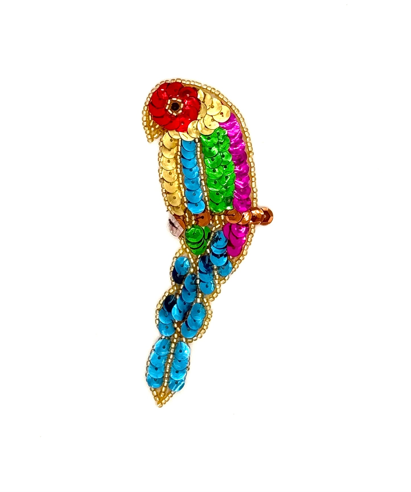 Parrot Pair - Multicolored Sequins - Gold/Black Beads 4.5' x 2"