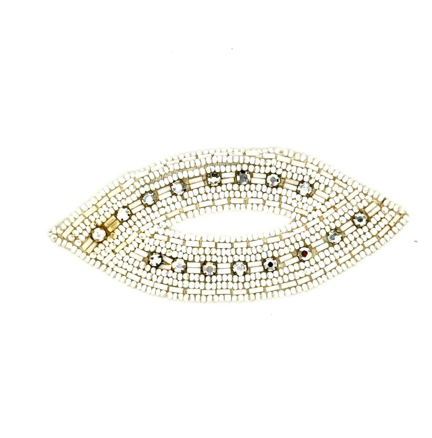 Diseño decorativo con perlas blancas y diamantes de imitación 5" x 2.25"