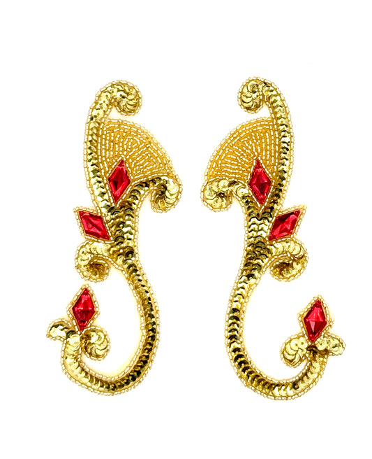 Designer Motif Pair, Choice of color - Gold/Red Gold or Gold 6" x 2.5"