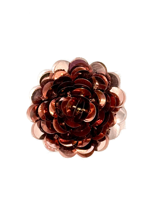 Flower with High Rise Round Rose Gold Sequins 2"