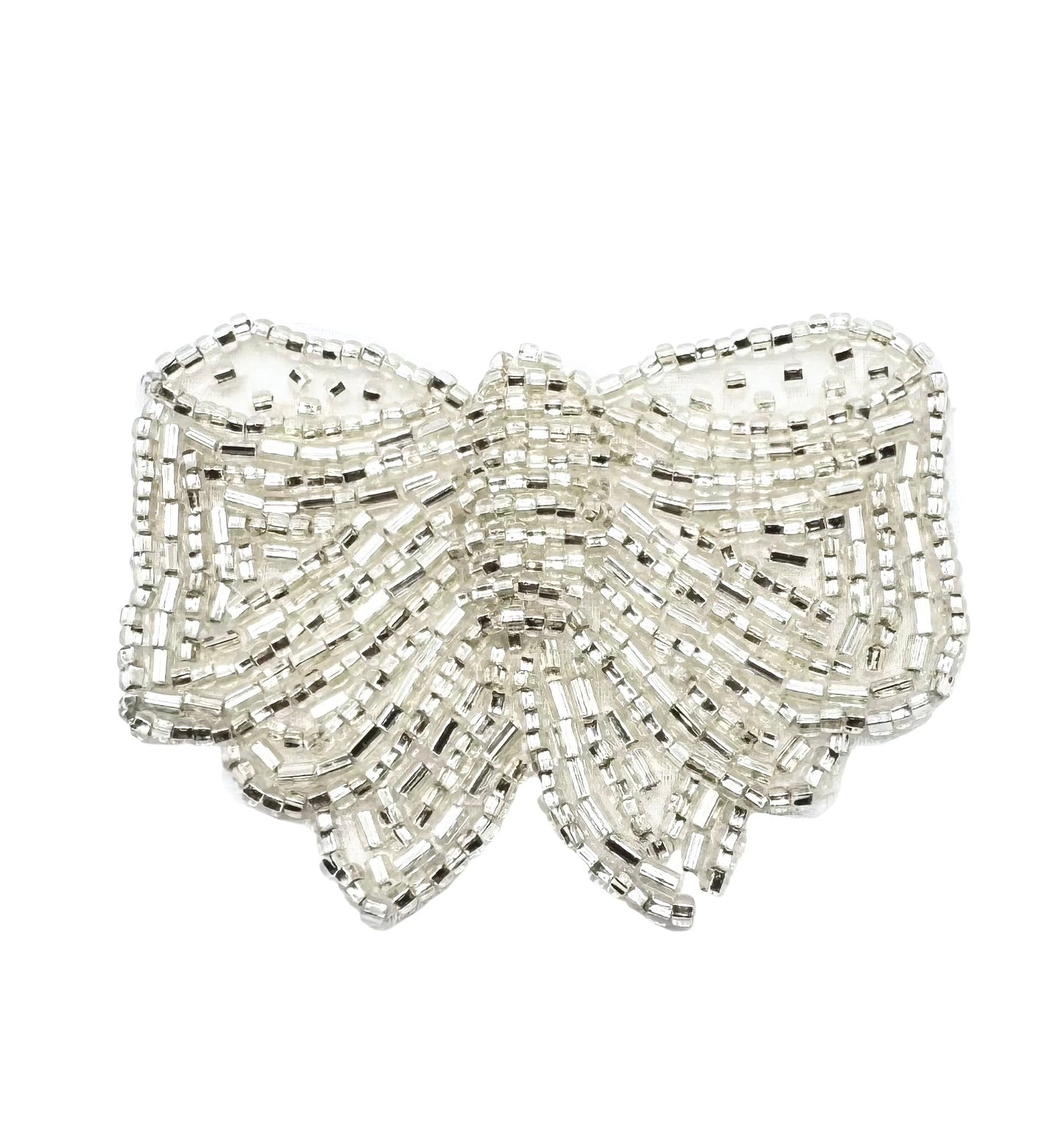 Beaded silver butterfly on a white background