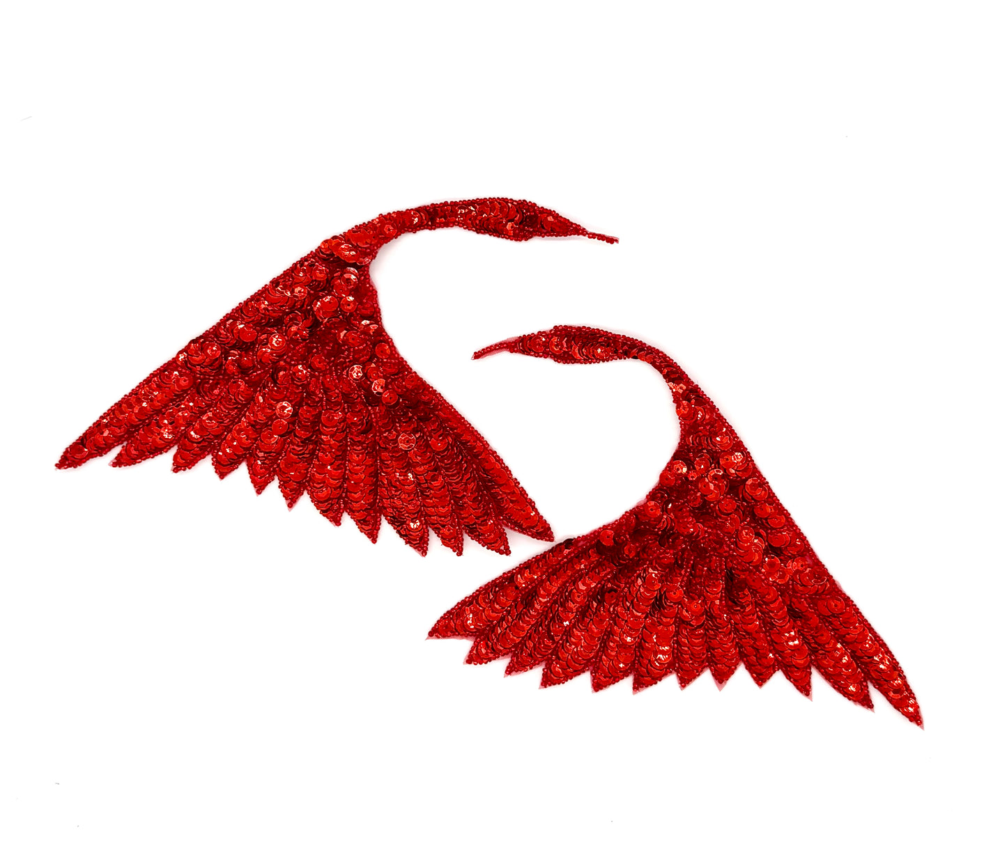 Designer Motif Pair - Red Sequins - Red Beads 7.5" x 7"