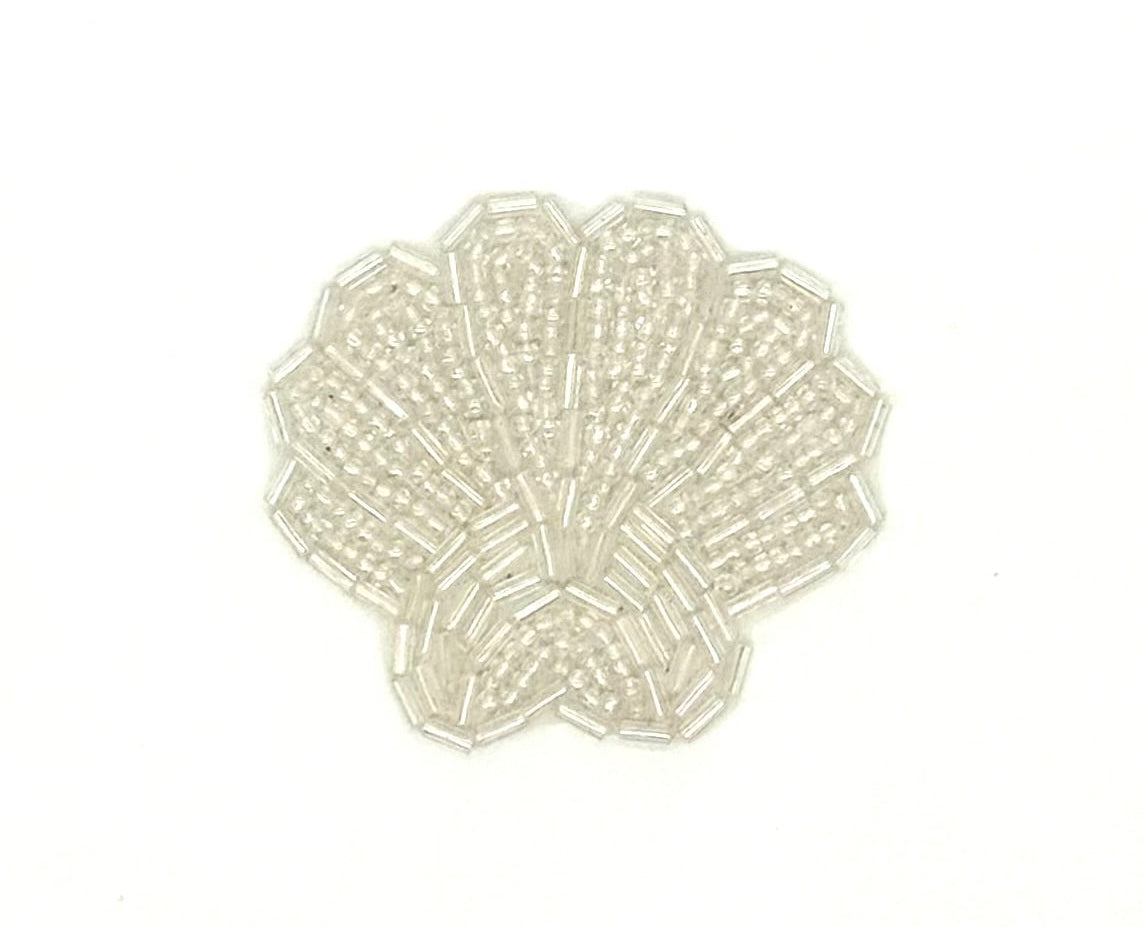 Seashell Appliqué - Iridescent Glass Beads 2.25" x 1.75"