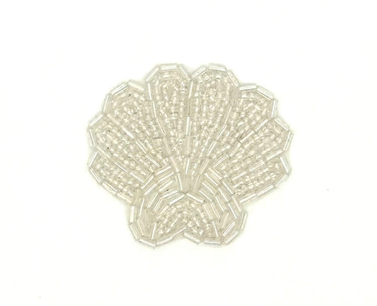 Seashell Appliqué - Iridescent Glass Beads 2.25" x 1.75"