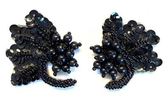 Par de flores para charreteras negras de 1.5" x 2"