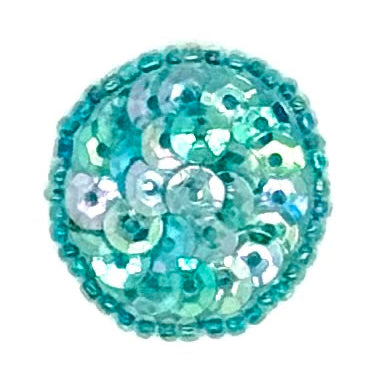 Dot Appliqué - Aqua Blue Sequins - Glass Beads 1"